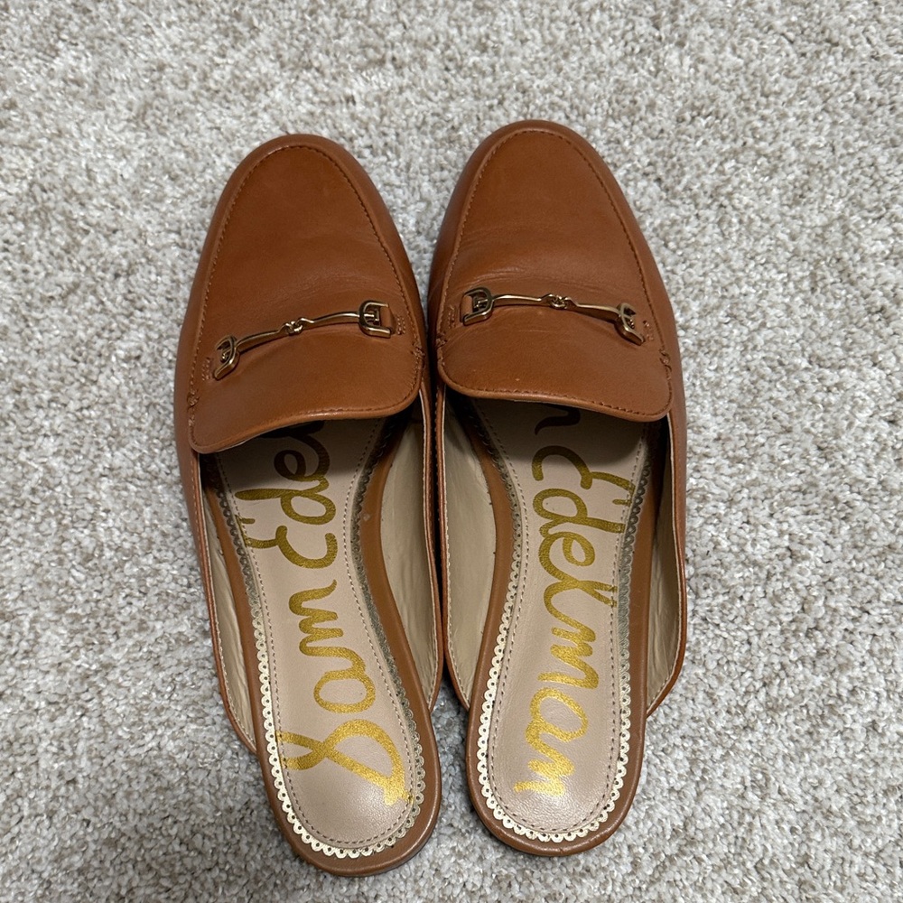 Sam Edelman Cognac Leather Slip-On Mule with Gold Bit